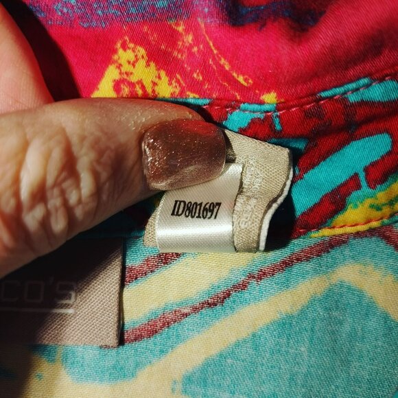 Chico's Colorful Elephant Pattern Button Down Shirt - Picture 8 of 9